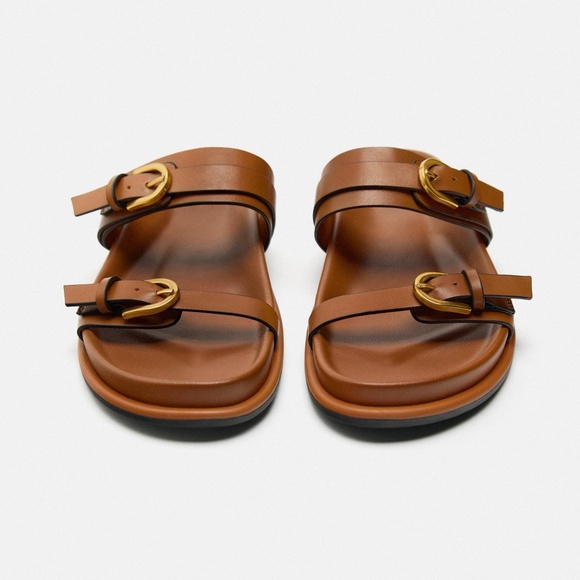 Zara brown BUCKLED SANDALS 1609/310 - Picture 5 of 6